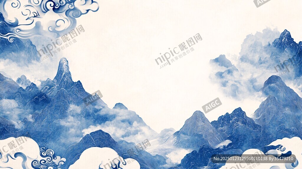 蓝色广西水彩背景