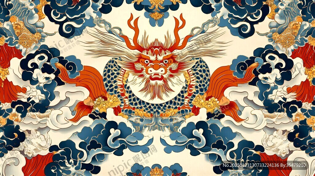 龙凤插画高清图案