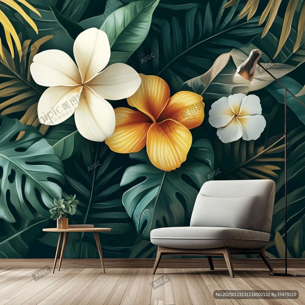 热带植物壁画