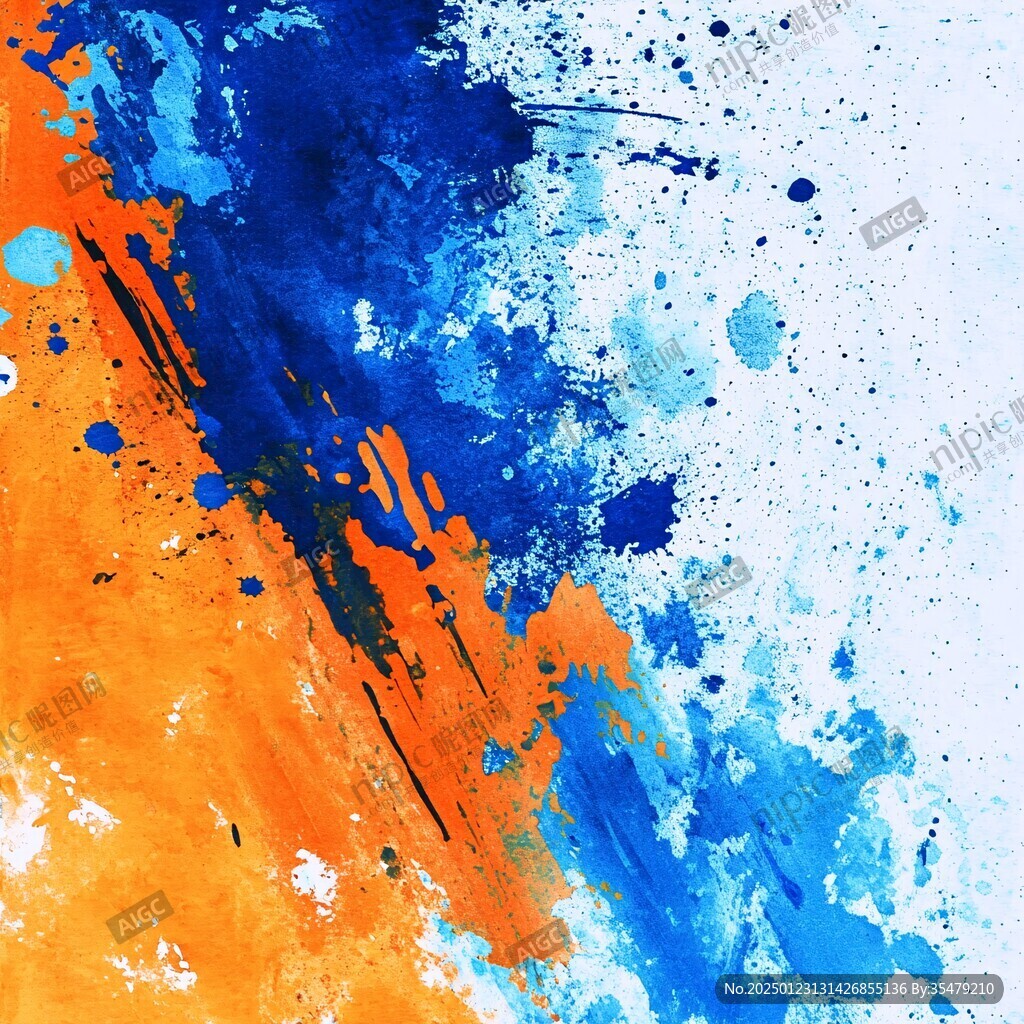 蓝白抽象画