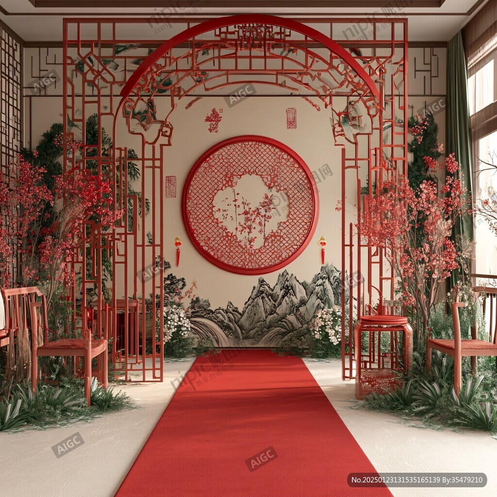 中式合影区留影区