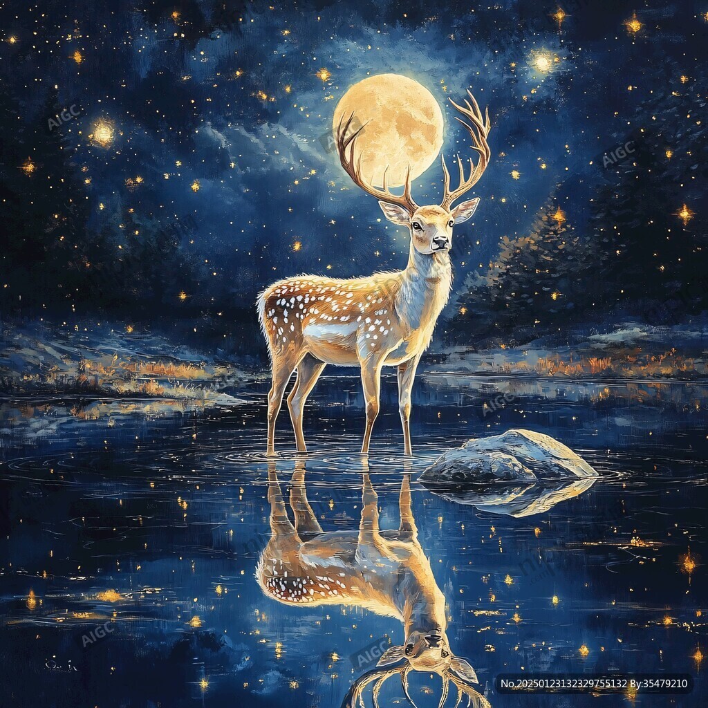 卡通唯美梦幻鹿