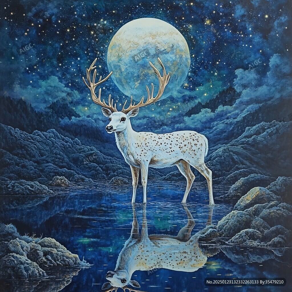 鹿晶瓷画