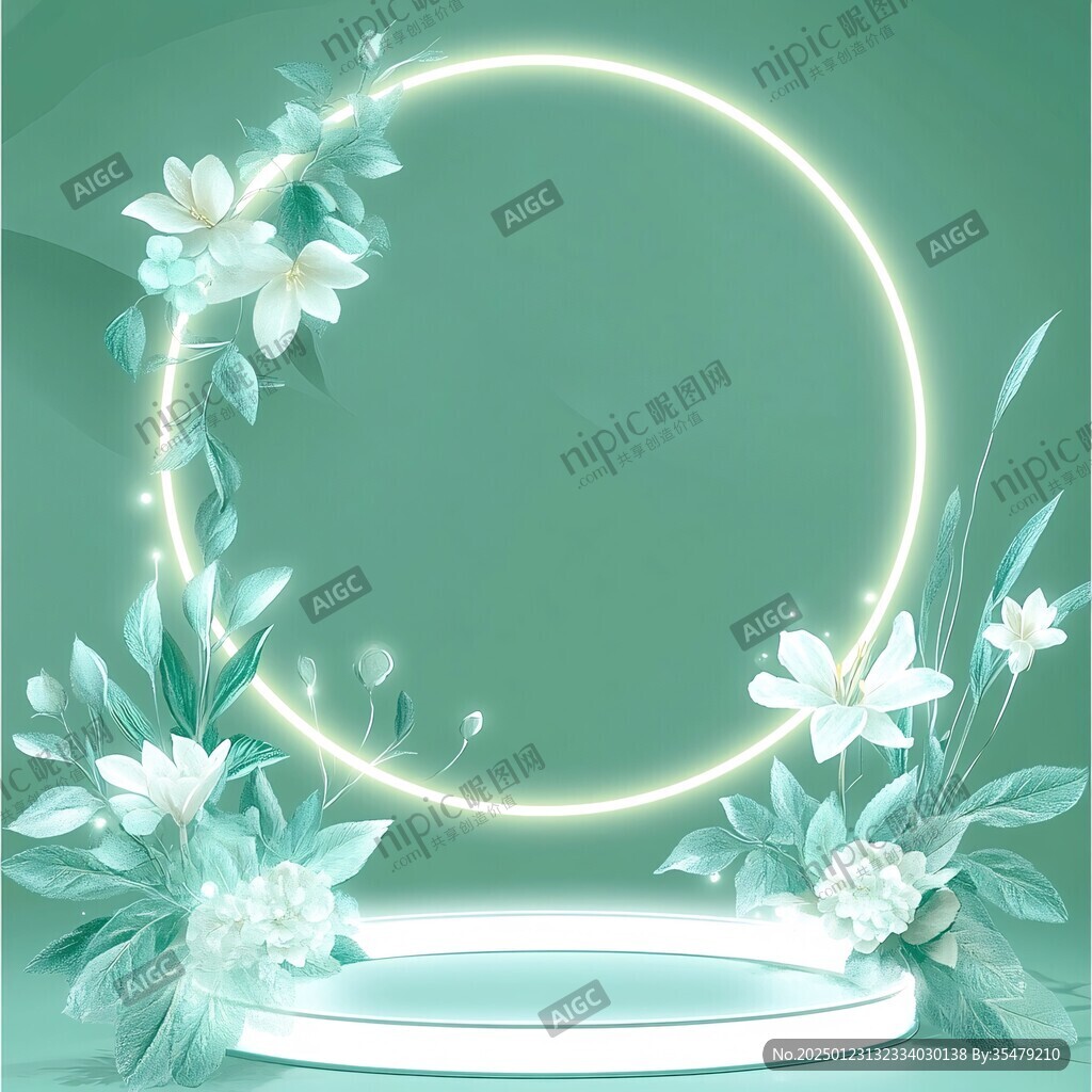绿白色婚礼发布会背景