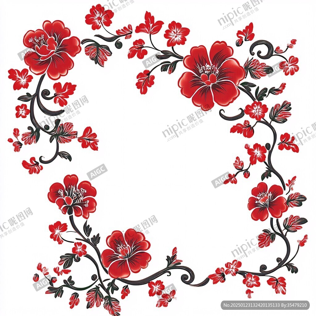 红色梅花边框纹理