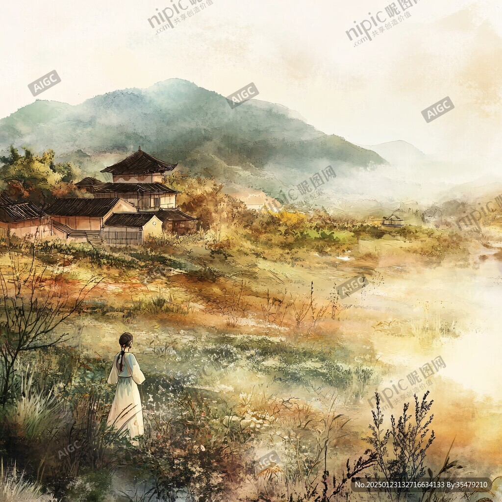 云水谣插画水墨山水