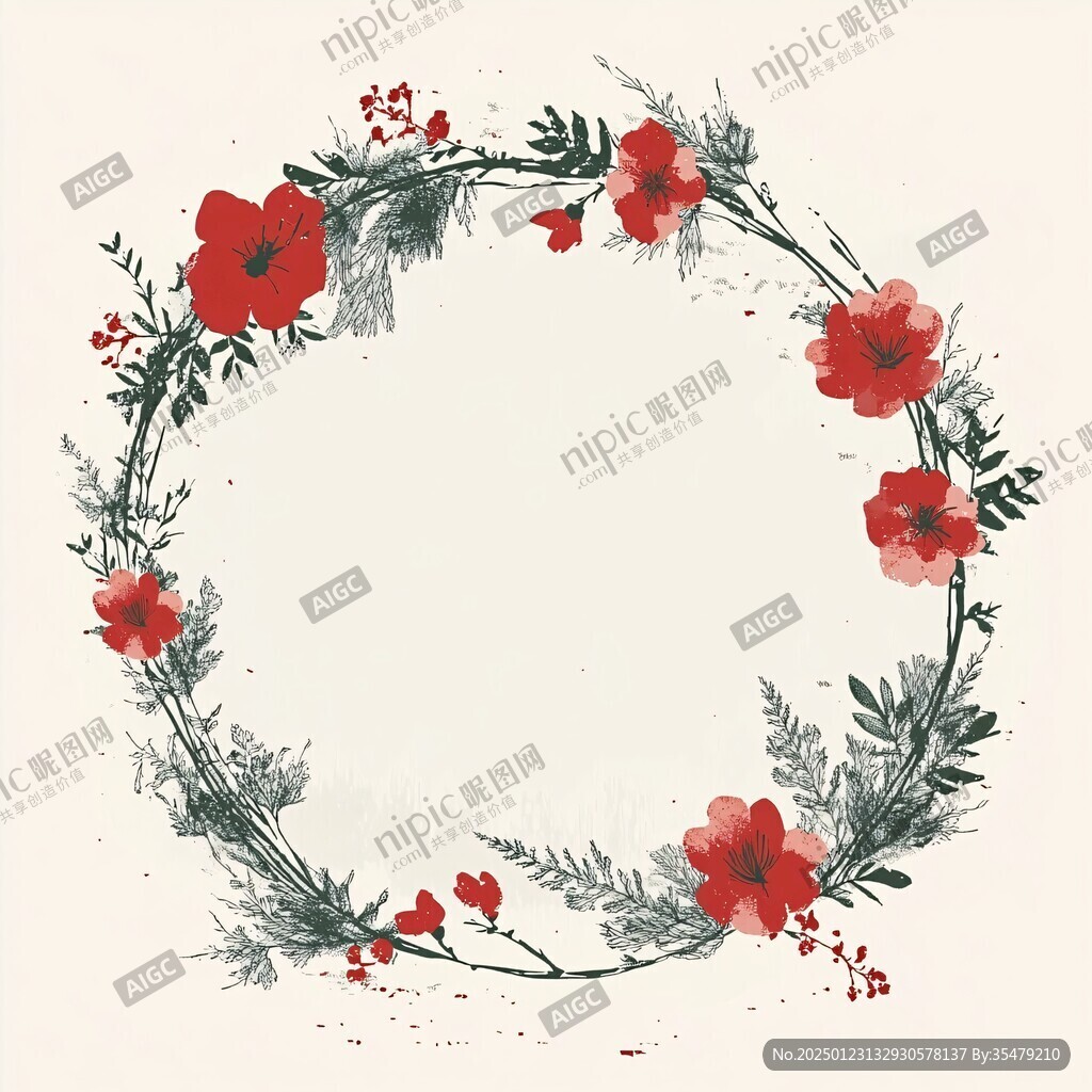 红色鲜花边框