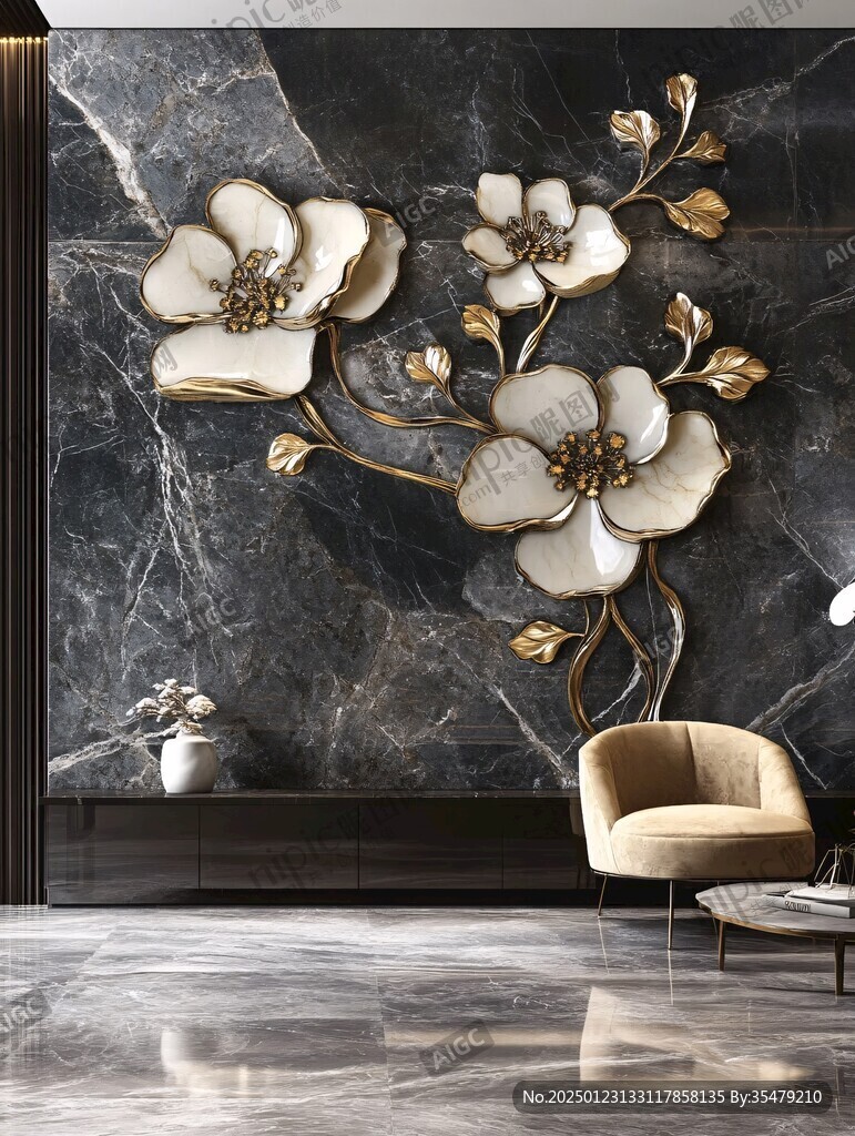 金属花卉背景墙