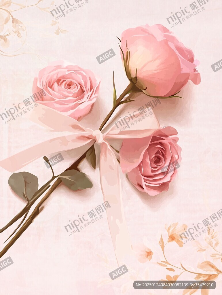 丝带玫瑰花