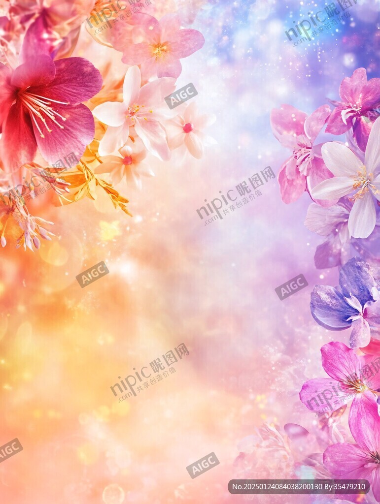 梦幻花朵唯美绽放背景