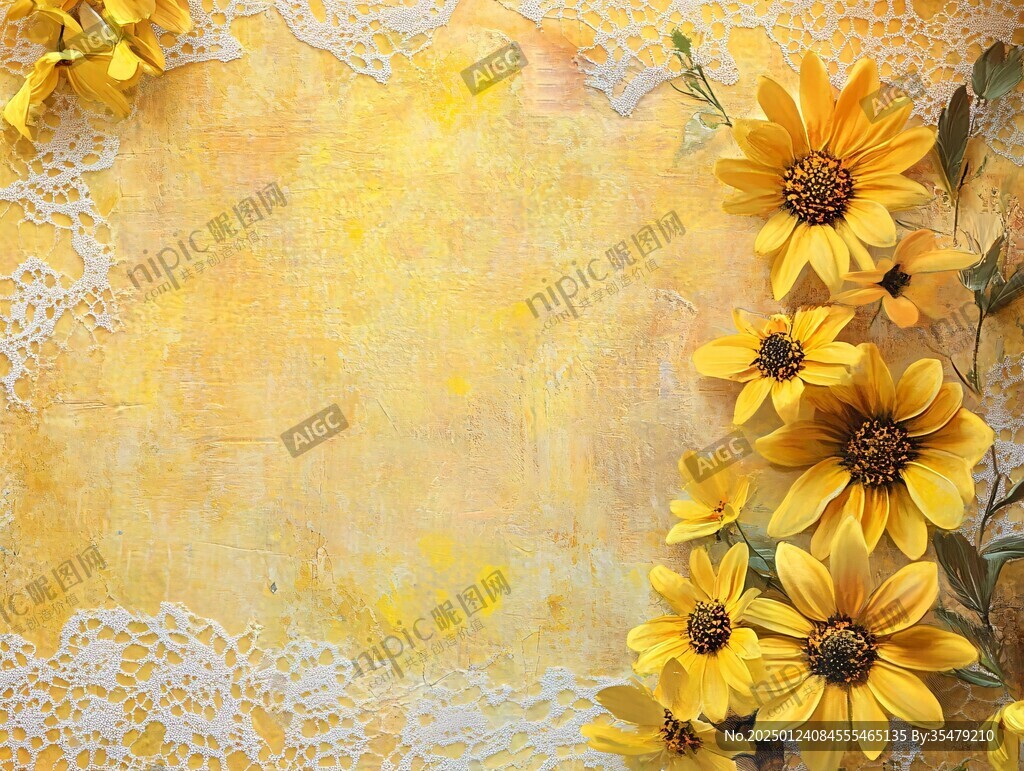 黄花背景边框