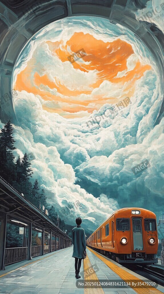 离别的车站绘画