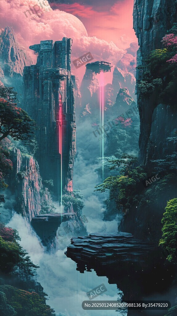 天界晓钟风景插画