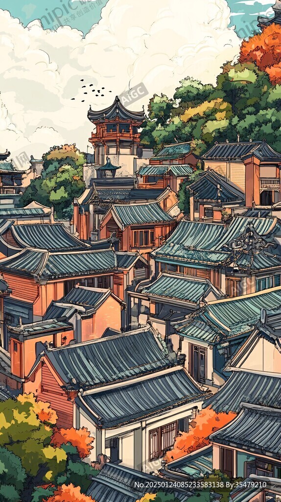 纳西族城市插画