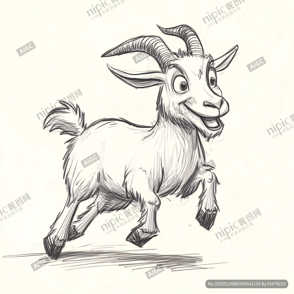 手绘山羊插画山羊