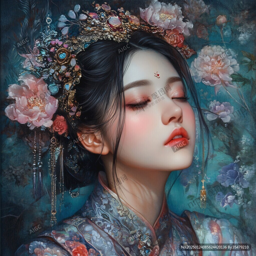 古风美女头像插画封面