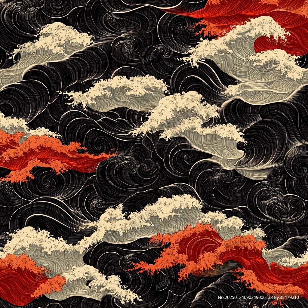 日式浪花背景
