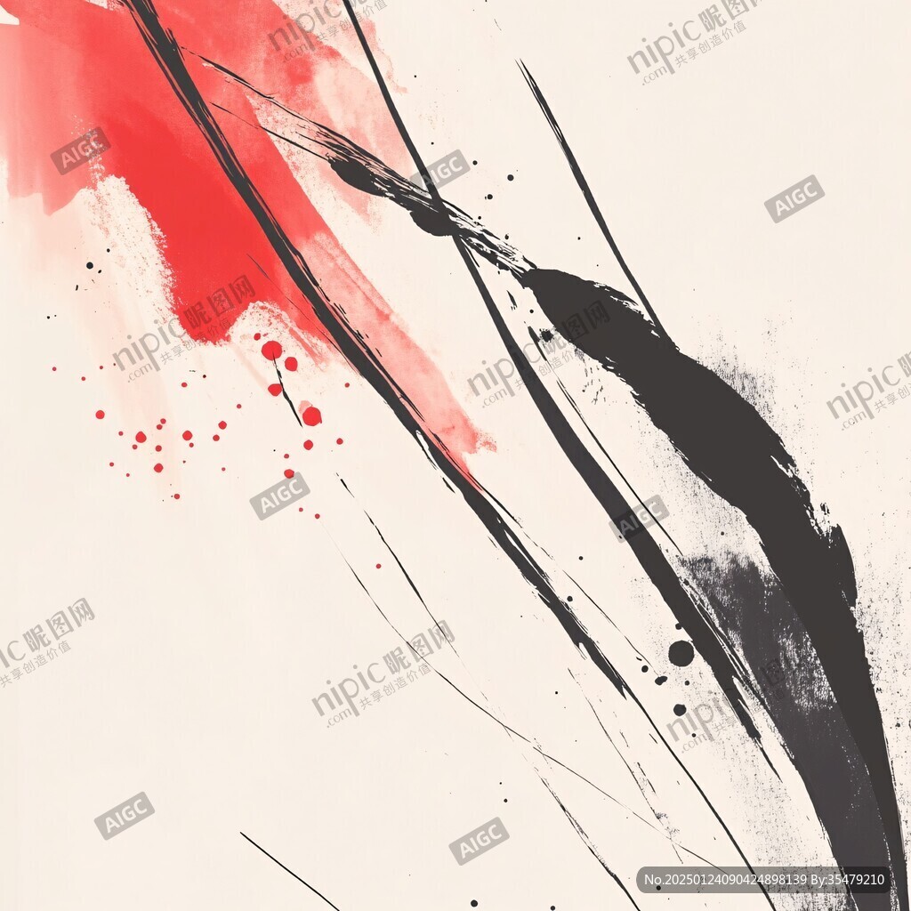 动感线条红黑色抽象画