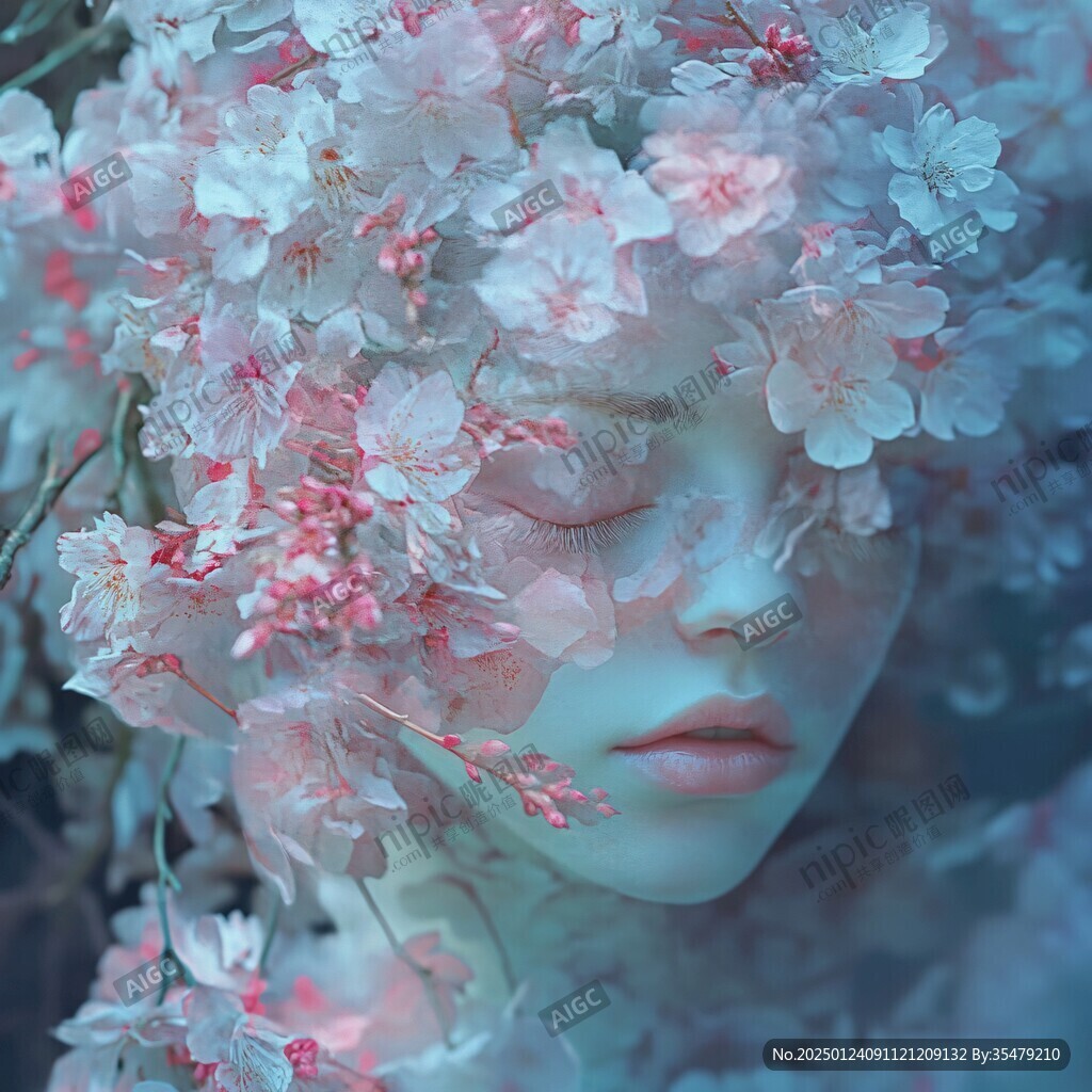 唯美花下少女