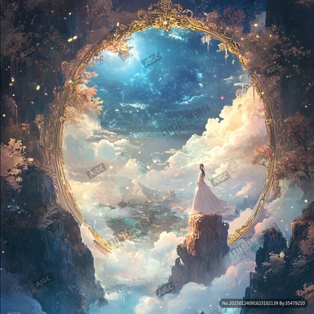 天界晓钟风景插画