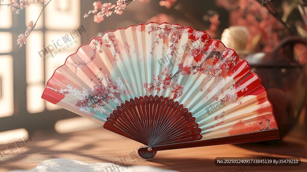 折扇水蜜桃