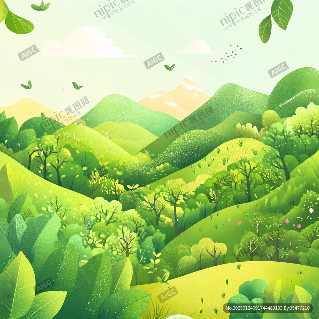茶园插画茶包装插画
