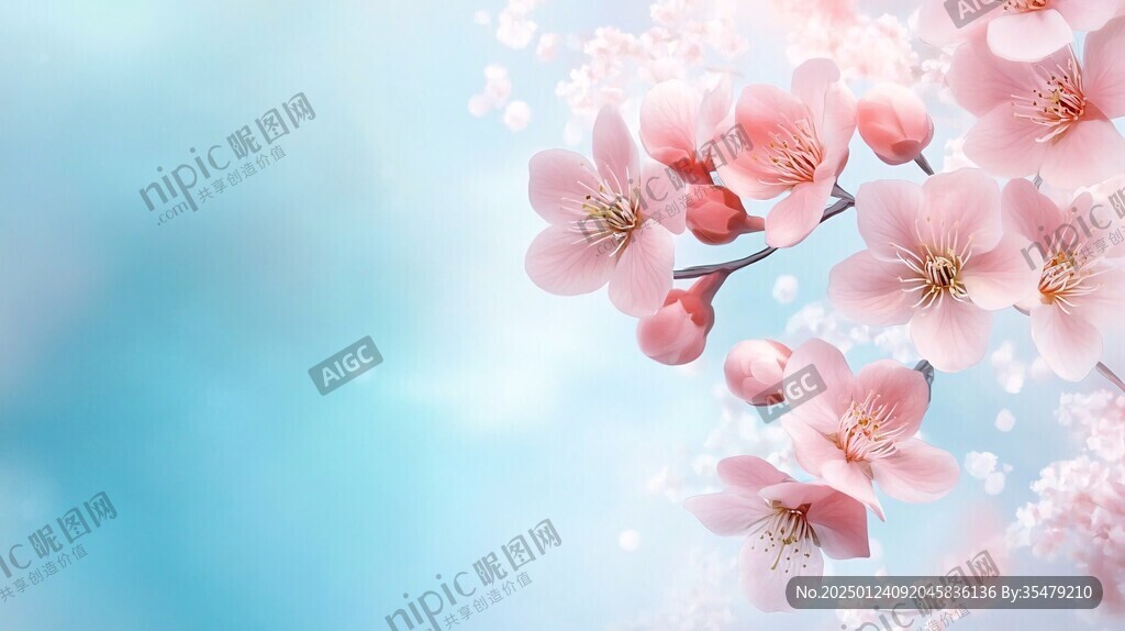 桃花蓝底图