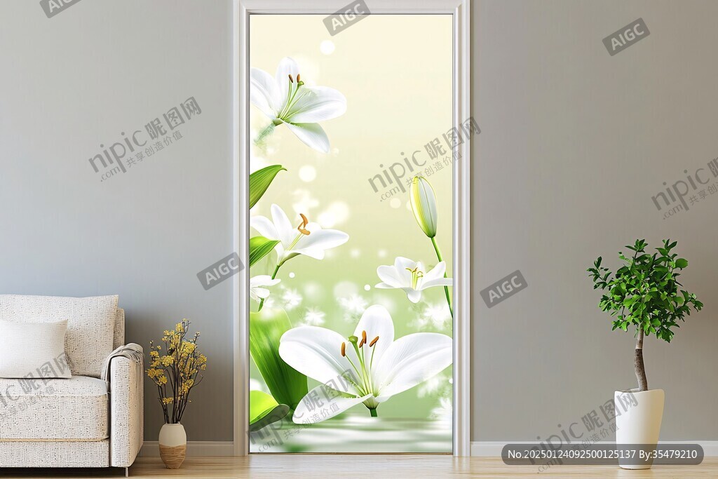 推拉门荷花