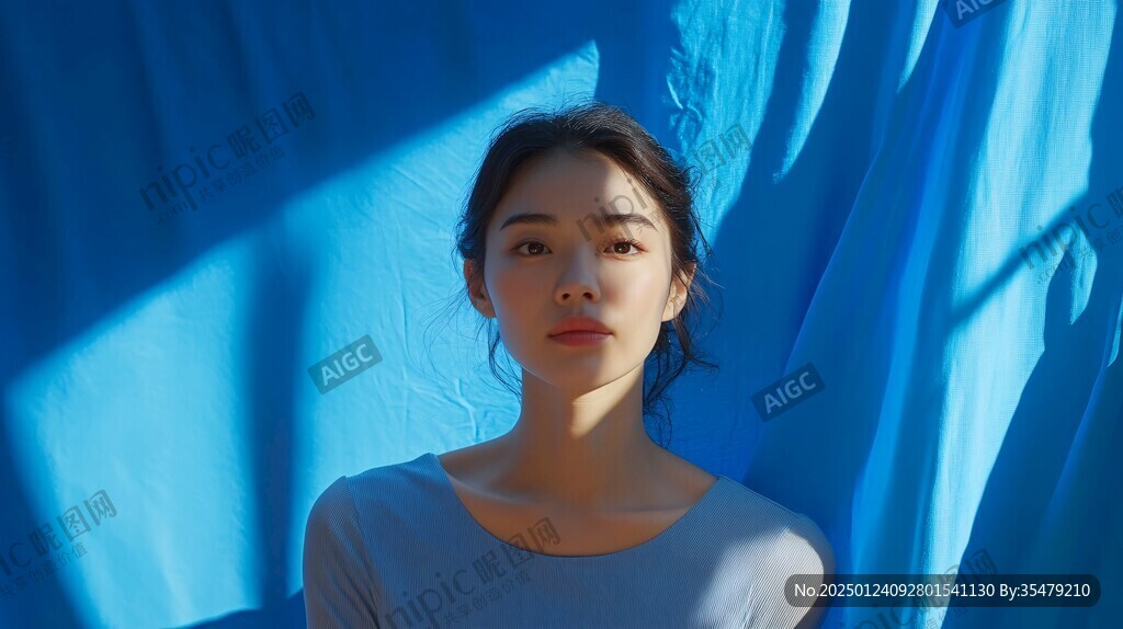 文艺风蓝衣女孩
