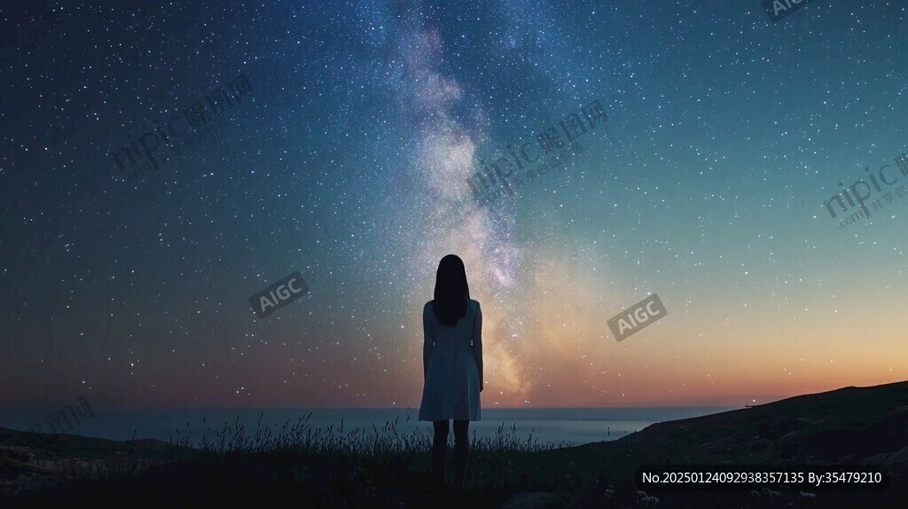 星辰大海女孩背影
