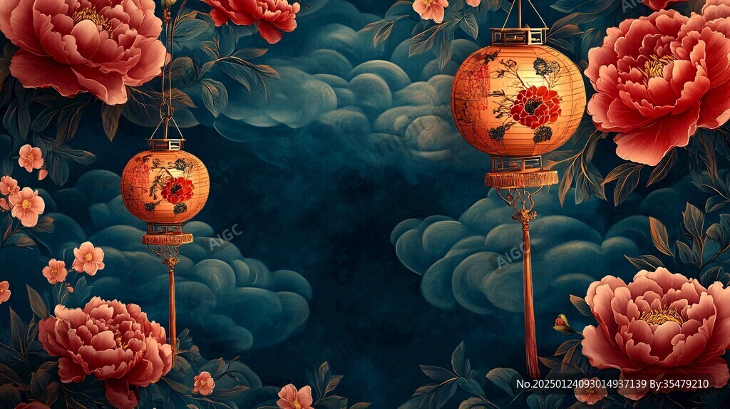 中秋牡丹图案