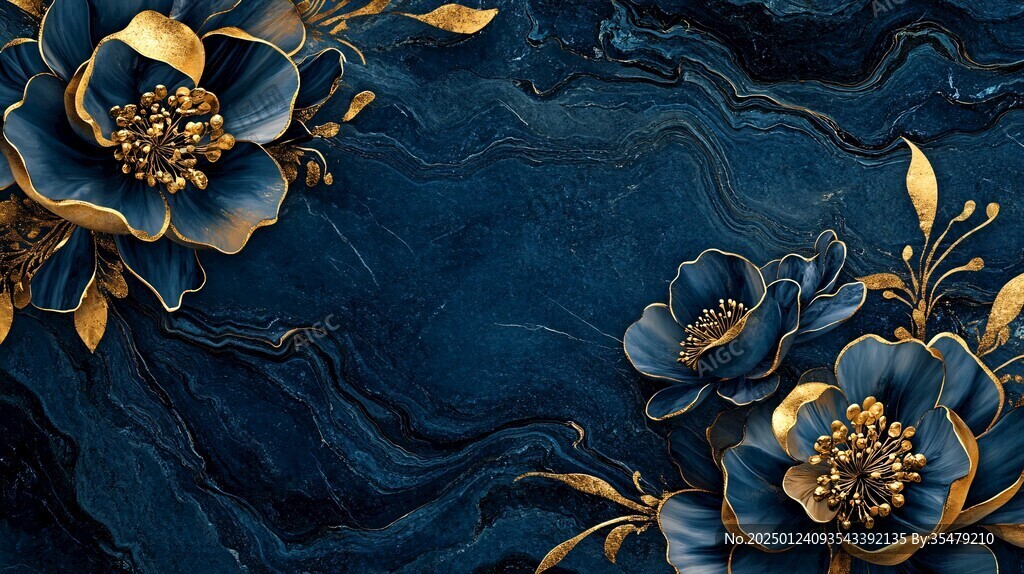 牡丹花线描金轻奢