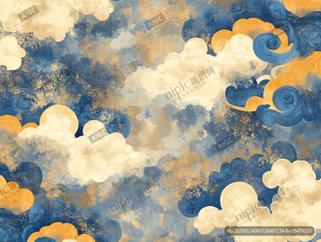 彩墨云纹艺术画