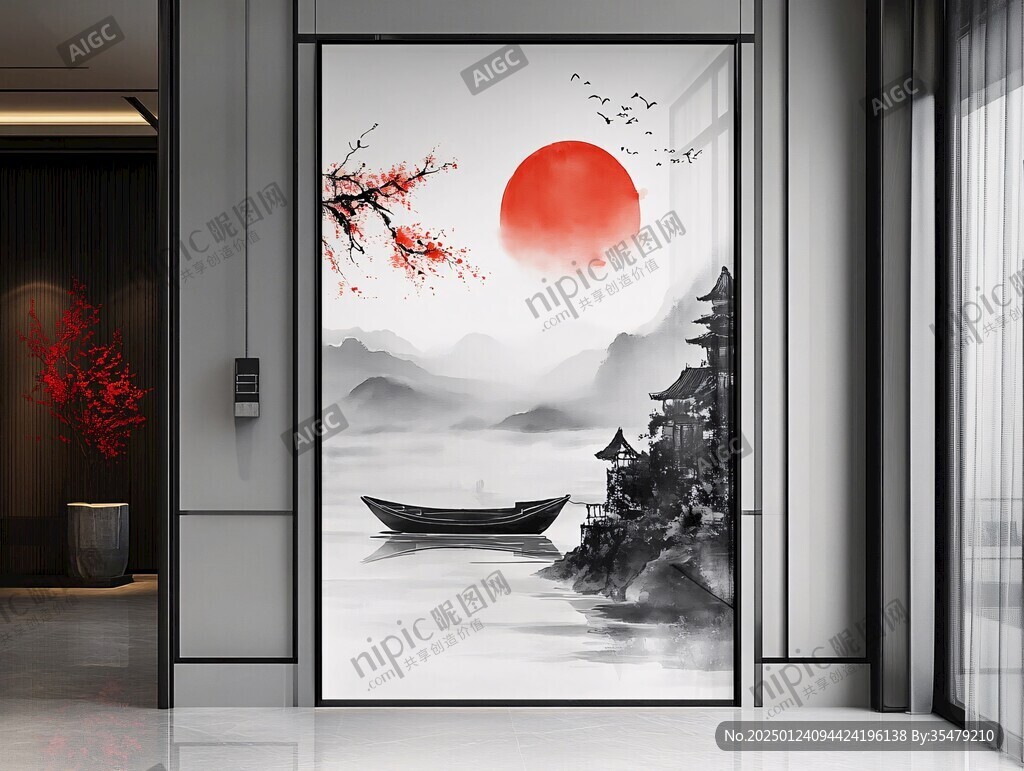 日式山水壁画