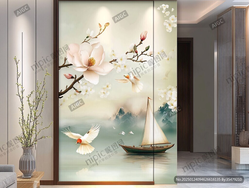 端景背景墙壁画