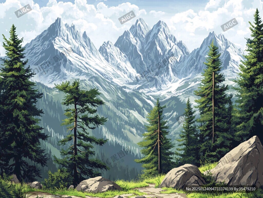 现实山景画
