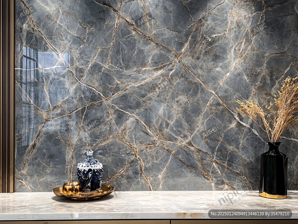 极简金箔石根线条对拼