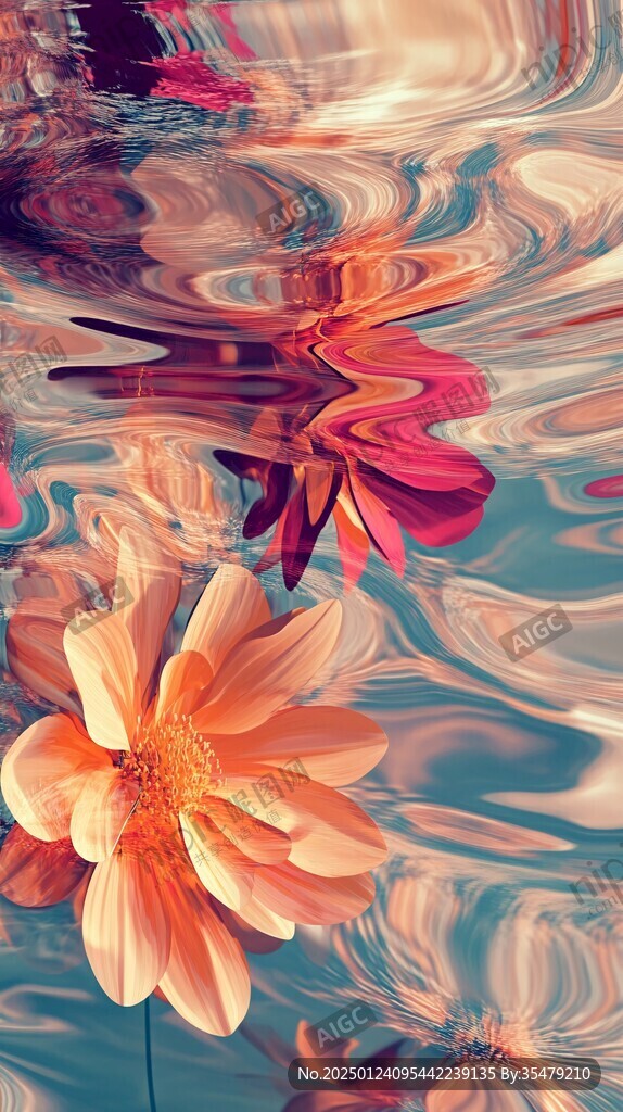 花卉花朵倒影效果