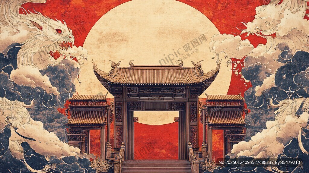门楼插画