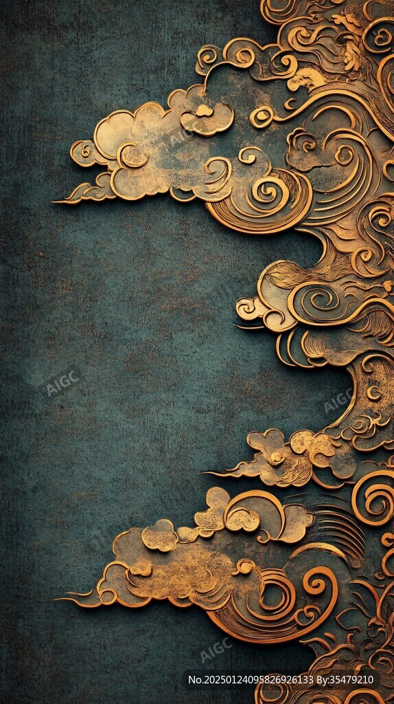 金色云纹浮雕