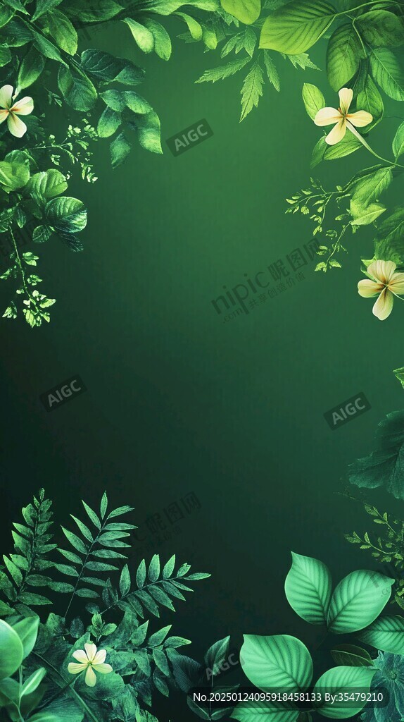 绿叶鲜花背景图