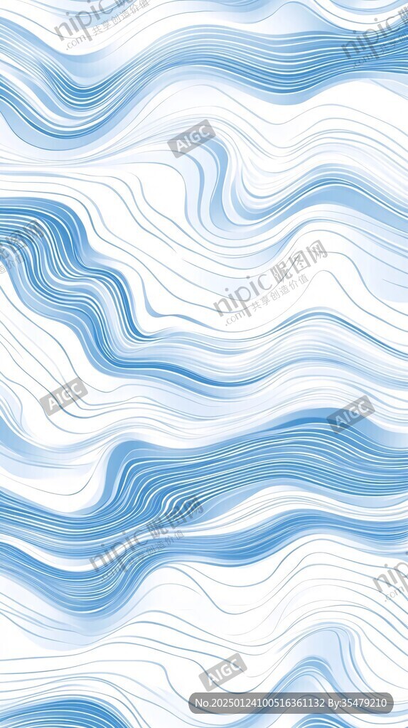 蓝白波浪线条