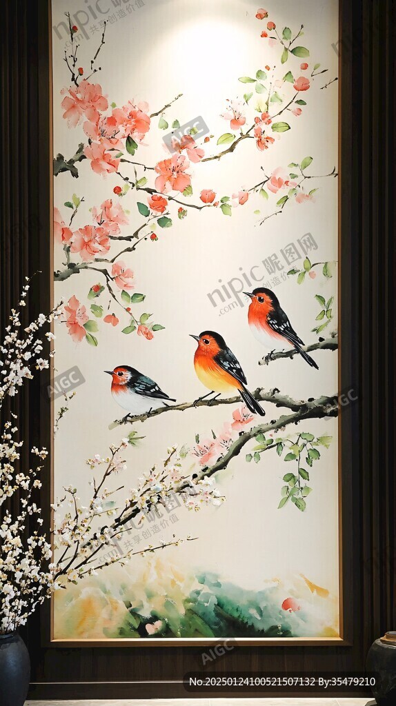 酒店花鸟背景