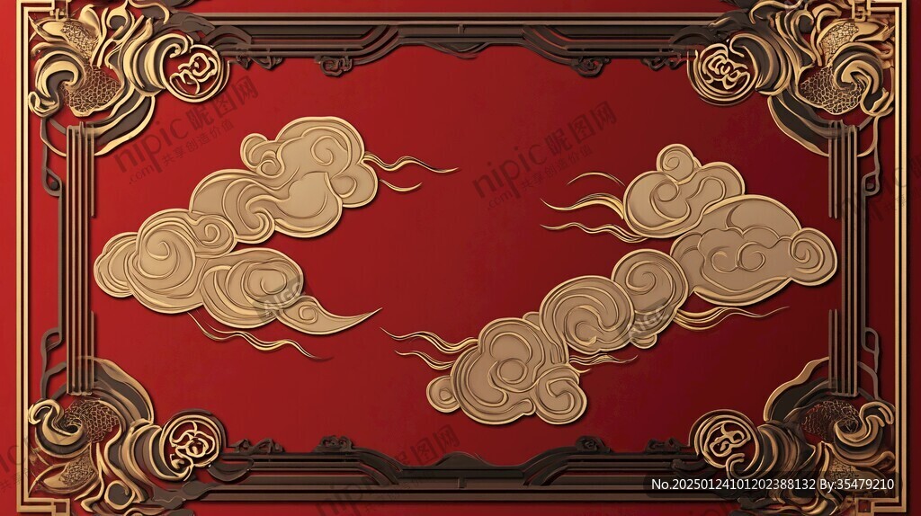金色云纹大门