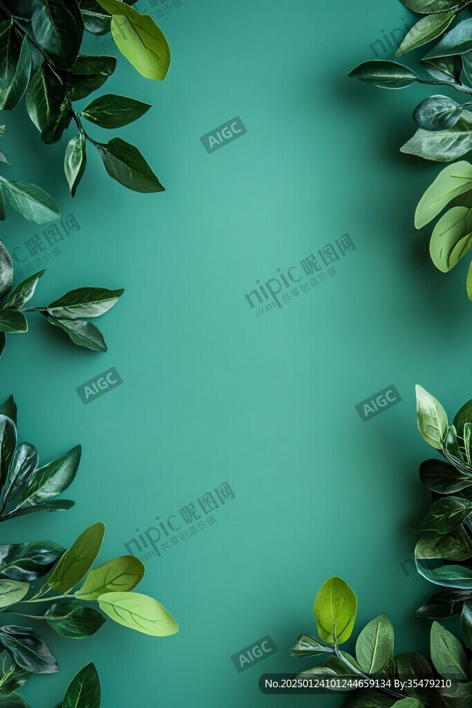 绿色植物平铺背景