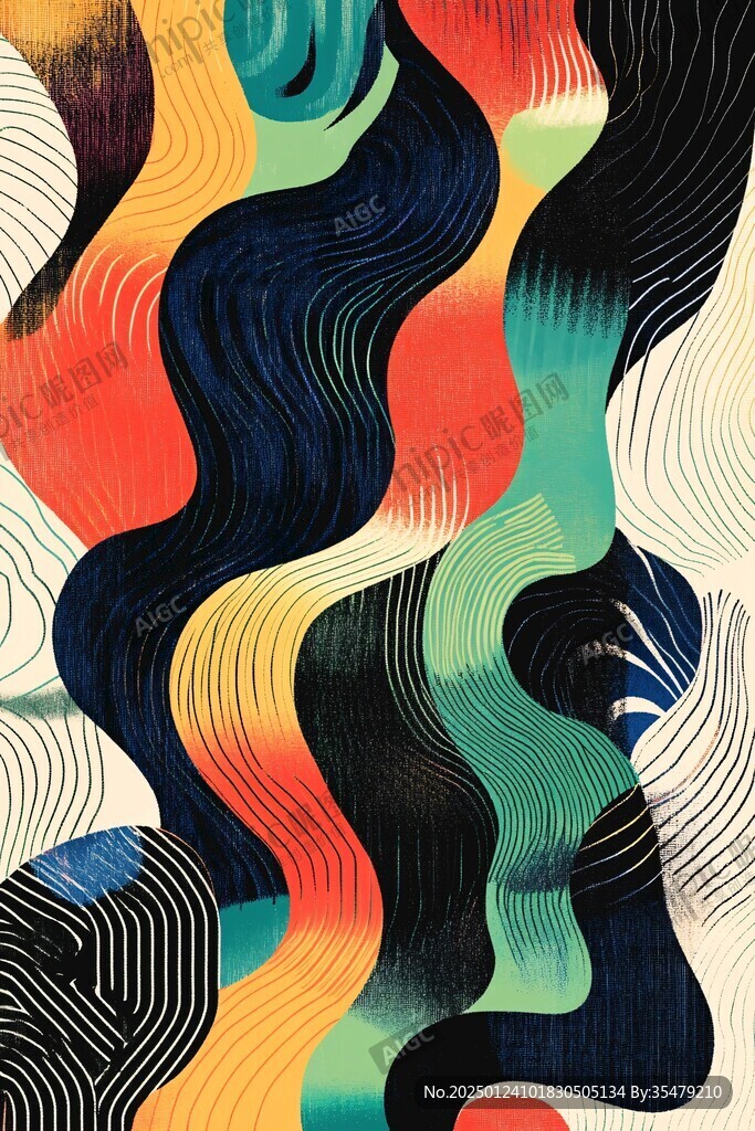 简洁大气拼色曲线纹理