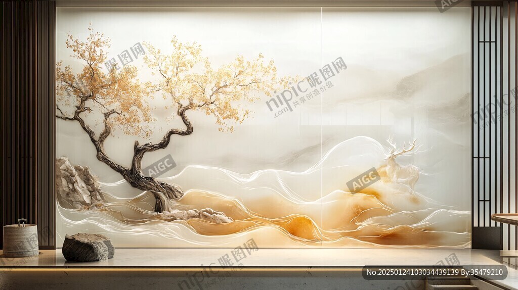 禅意线条背景墙
