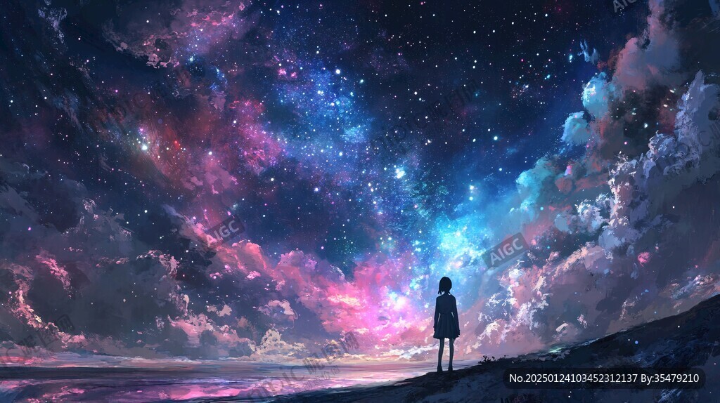 星辰大海女孩背影