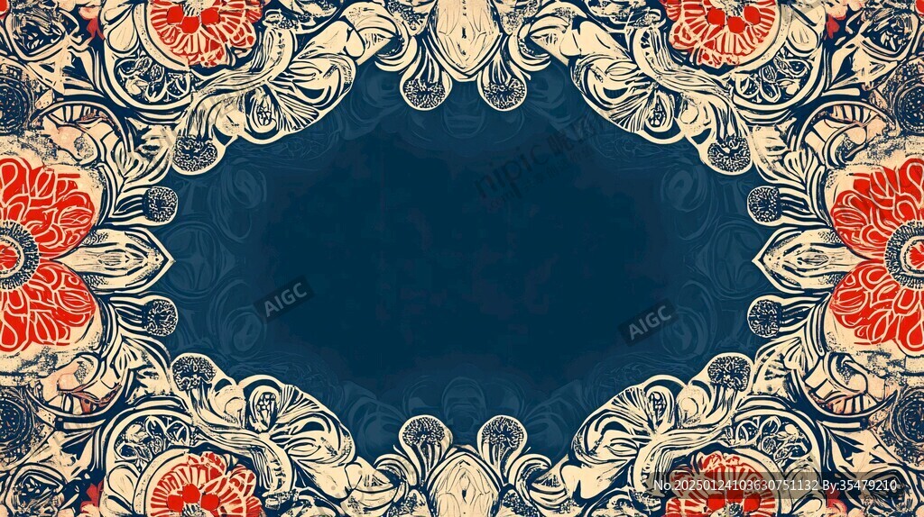 欧式花纹蓝色背板