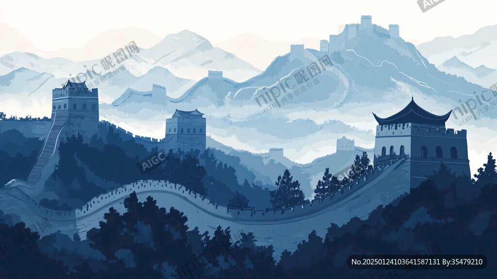 长城风景插画